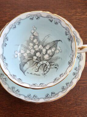 Paragon Double Warrant To The Bride Lily of the Valley Cup and Saucer Set Blue